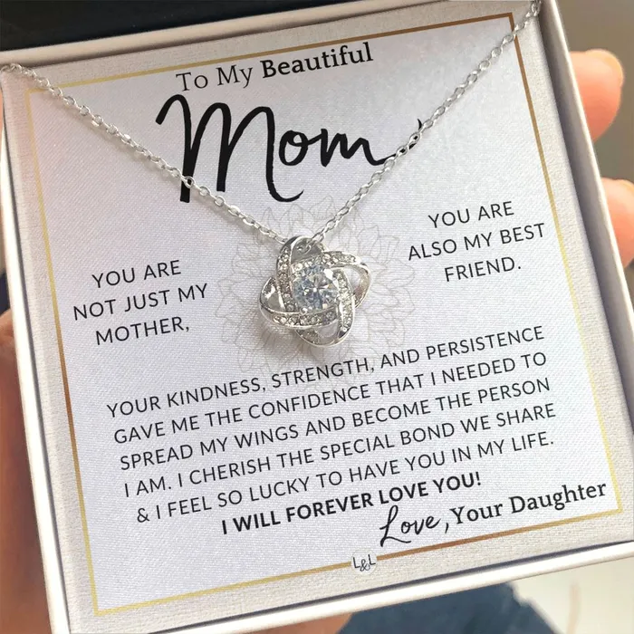 ShineOn Fulfillment Gift for Mom My Best Friend To My Mother From Daughter A Beautiful Womens Pendant Necklace Great For Mothers Day Christmas or Her Birthday Necklaces