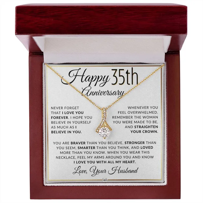 ShineOn Fulfillment Necklaces 35th Anniversary Gift For Wife Anniversary Gift Idea For Wife Drop Pendant Necklace Heartfelt Anniversary Message For Her