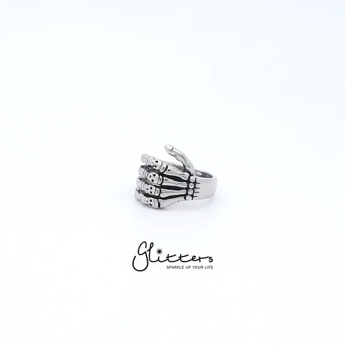 Stainless Steel Skeleton Hand Cast Ring Glitters Rings