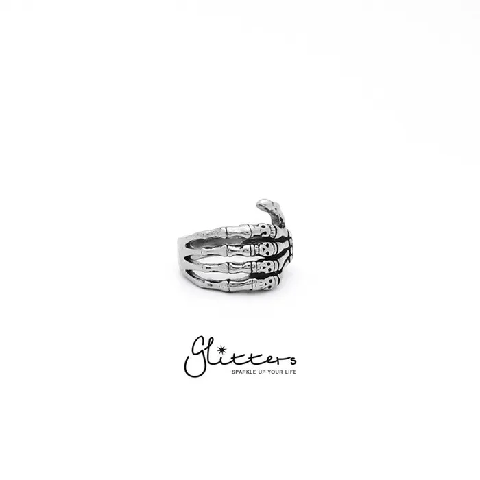 Stainless Steel Skeleton Hand Cast Ring Glitters Rings