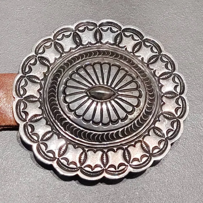 Sterling Silver Concho Belt Handmade Native American Crown Jewels Coin Rings