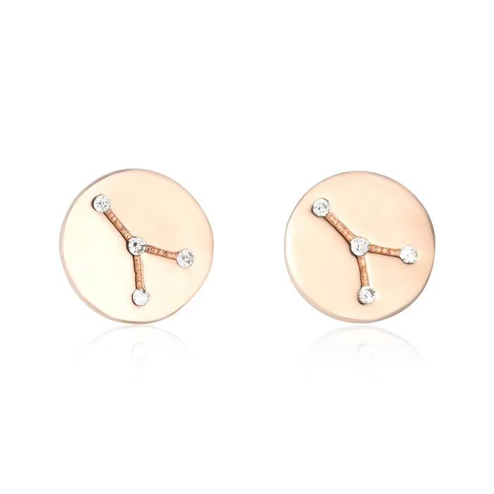 Teeda Earrings EZ7073 Zodiac Constellation CZ Disc Stud Earrings