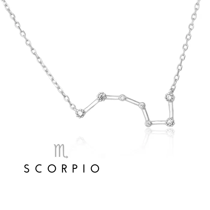 Teeda NZ7015 Zodiac Constellation CZ Charm and Necklace Set Necklaces