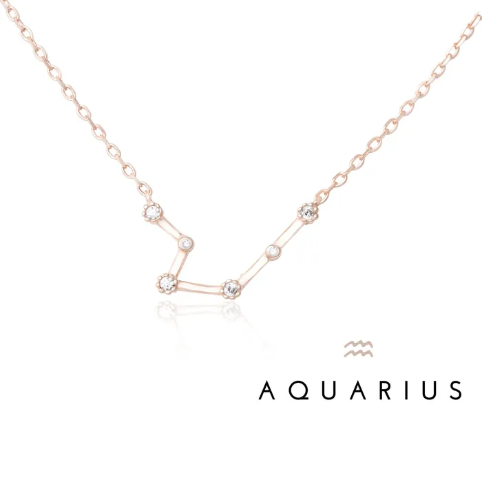 Teeda NZ7015 Zodiac Constellation CZ Charm and Necklace Set Necklaces