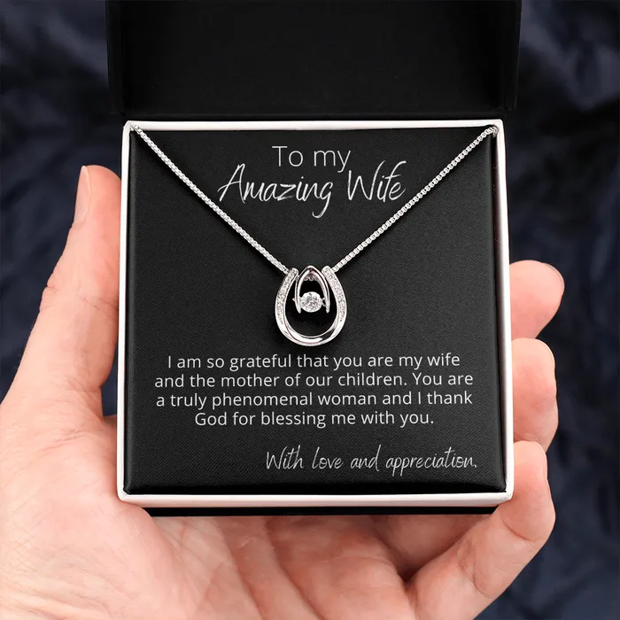 To My Amazing Wife and Mother of Our Children Lucky In Love Pendant Necklace ShineOn Fulfillment Necklaces