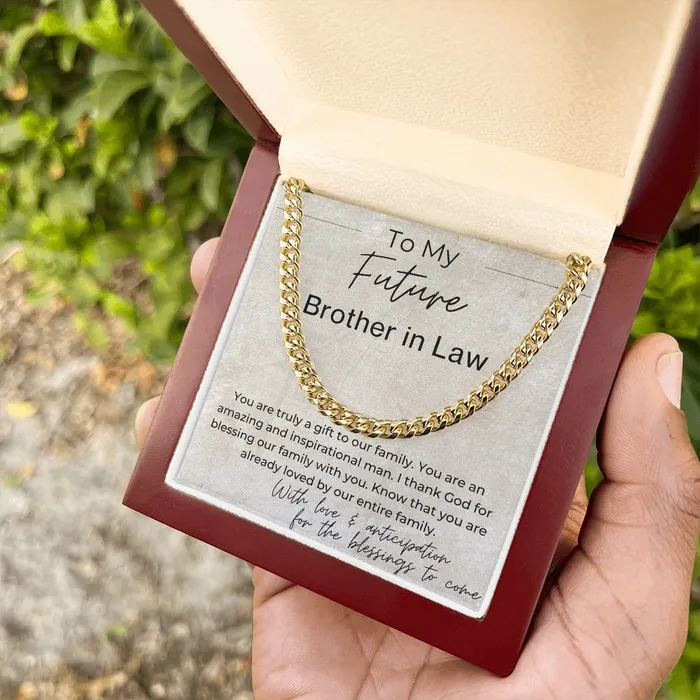You Are a Gift to Our Family Gift for Future Brother in Law the Groom to Be Cuban Linked Chain Necklace ShineOn Fulfillment Necklaces